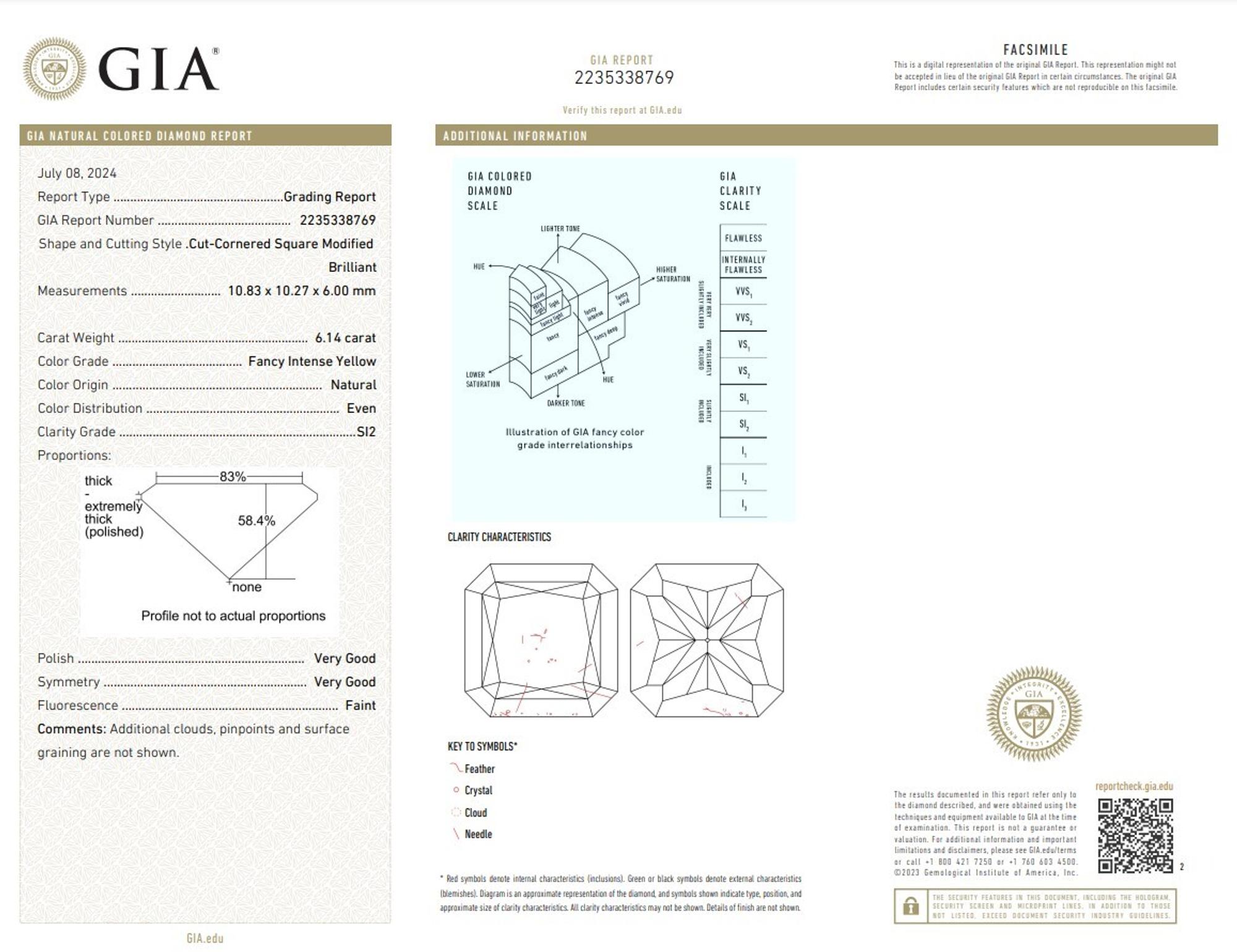 FANCY INTENSE YELLOW DIAMOND AND DIAMOND RING