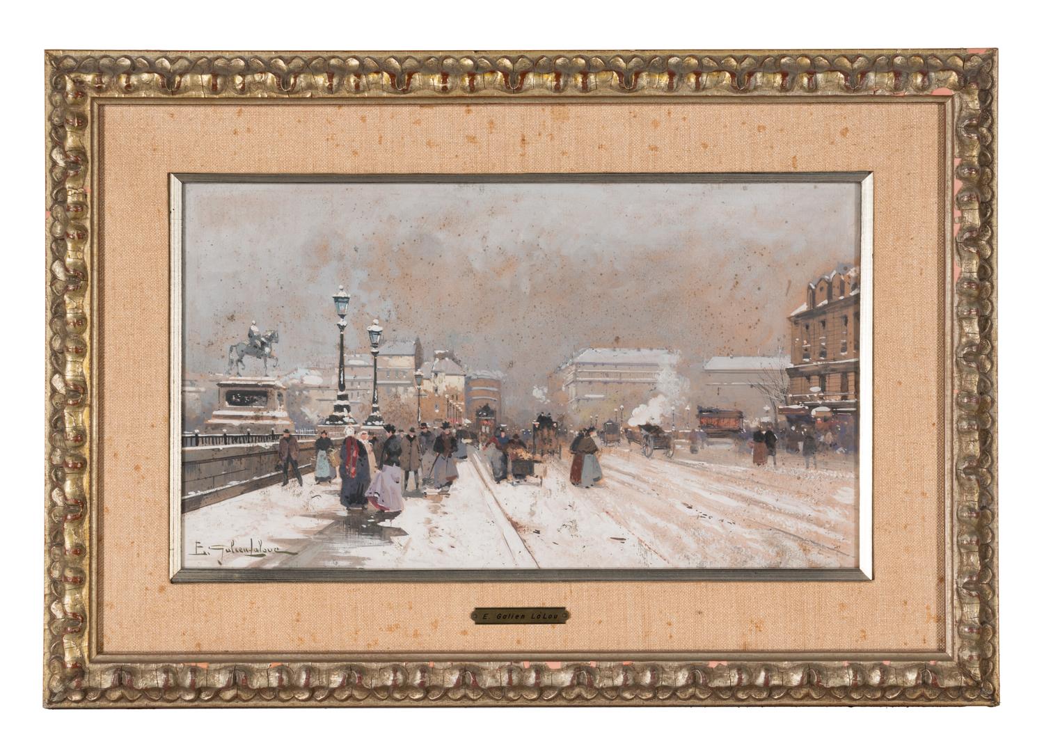 Animation sur le Pont Neuf sous la Neige , 1880
