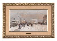 Animation sur le Pont Neuf sous la Neige , 1880