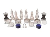 A Collection of Silver Casters and Salt Cellars