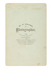 BLISS, William P. (b. ca 1840), photographer. Cabinet card of Apache Medicine Council. Fort Sill, Indian Territory, ca 1875.