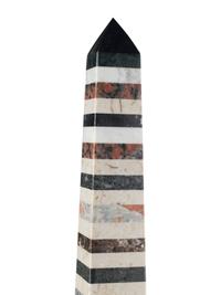 A Pair of Monumental Grand Tour Style Marble-Inlaid Obelisks