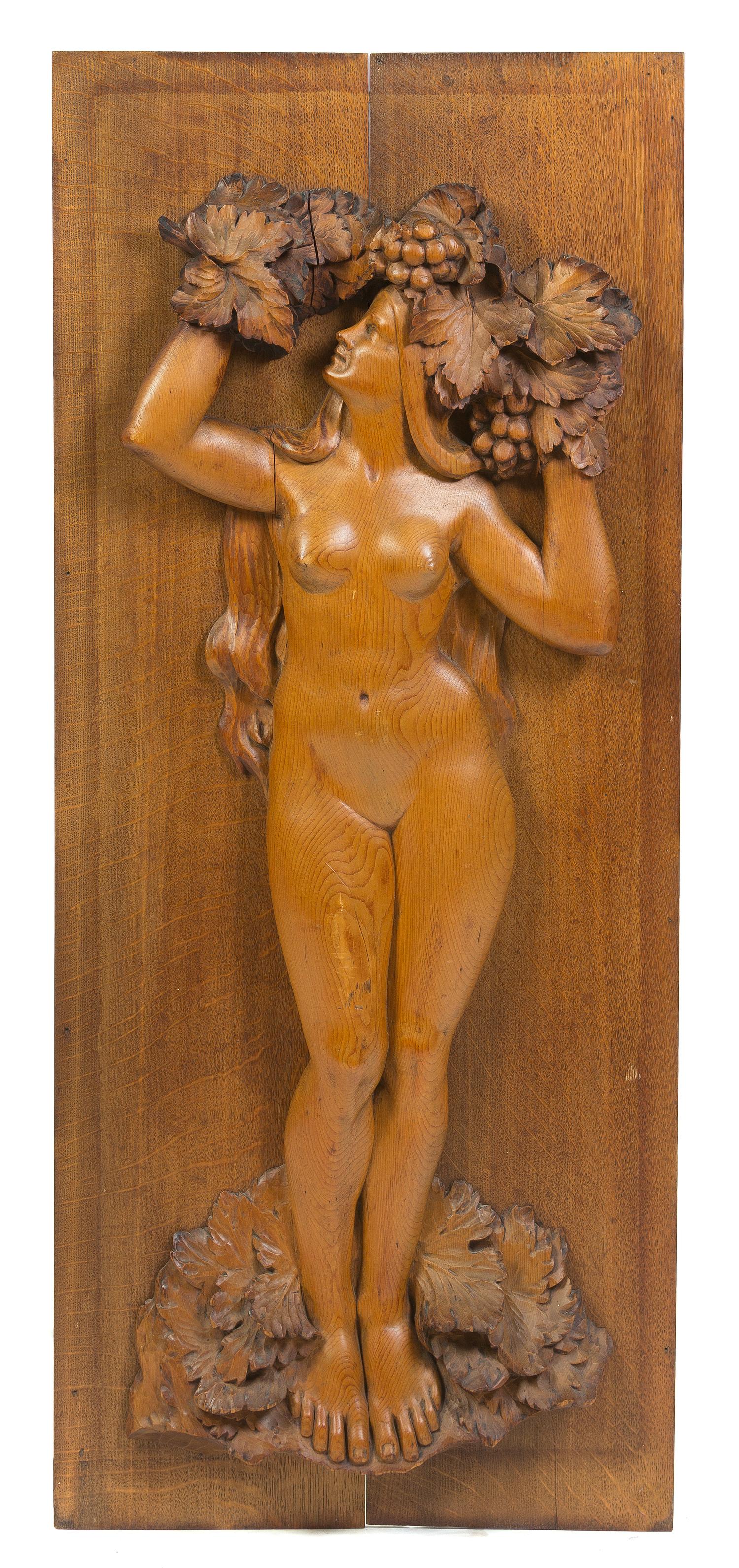 A Carved Oak Relief Panel, Height 46 3/4 x width 20 inches.