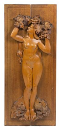 A Carved Oak Relief Panel, Height 46 3/4 x width 20 inches.