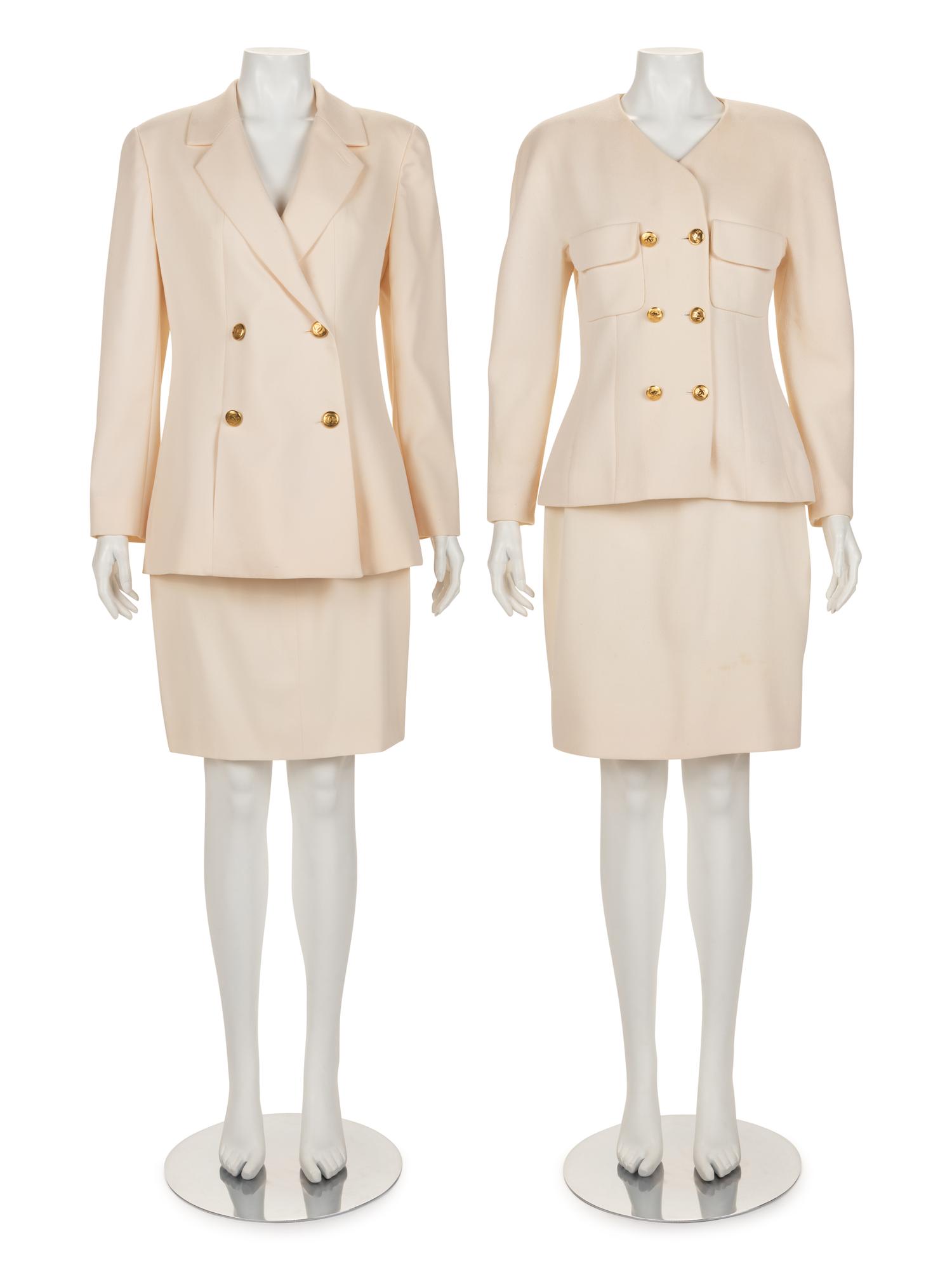 Two Chanel Cream Skirt Suits, 1990s