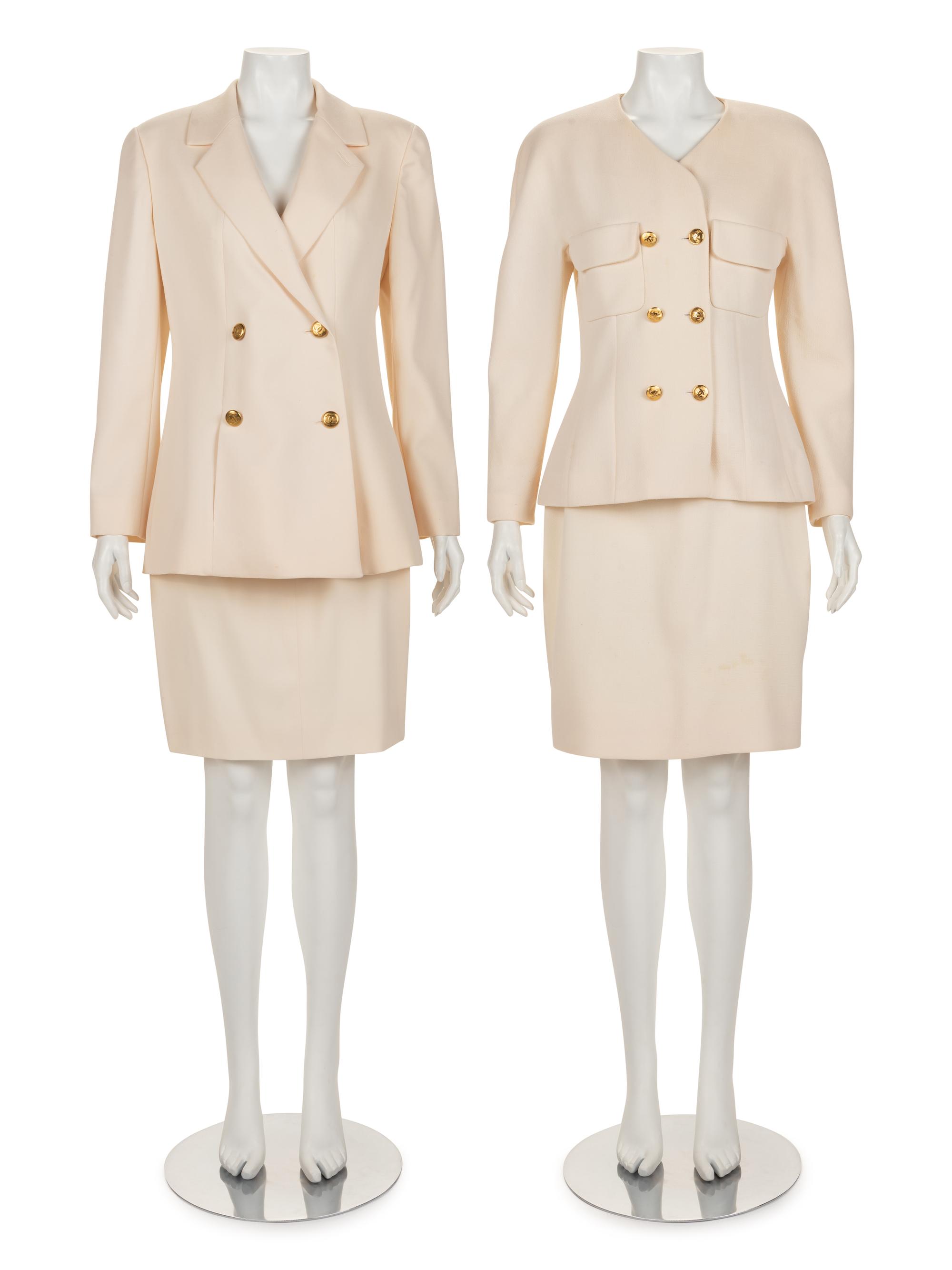 Two Chanel Cream Skirt Suits, 1990s