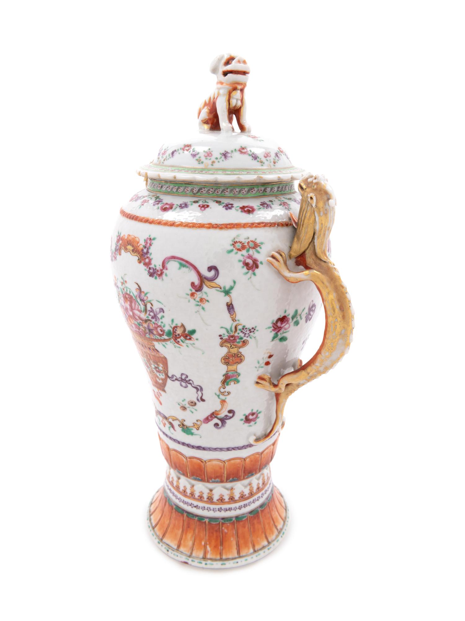 A Chinese Export Parcel Gilt Porcelain Covered Urn
