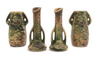Two Pairs of Roseville Imperial Vases Height of first pair 8 1/2 inches, second 8 inches.