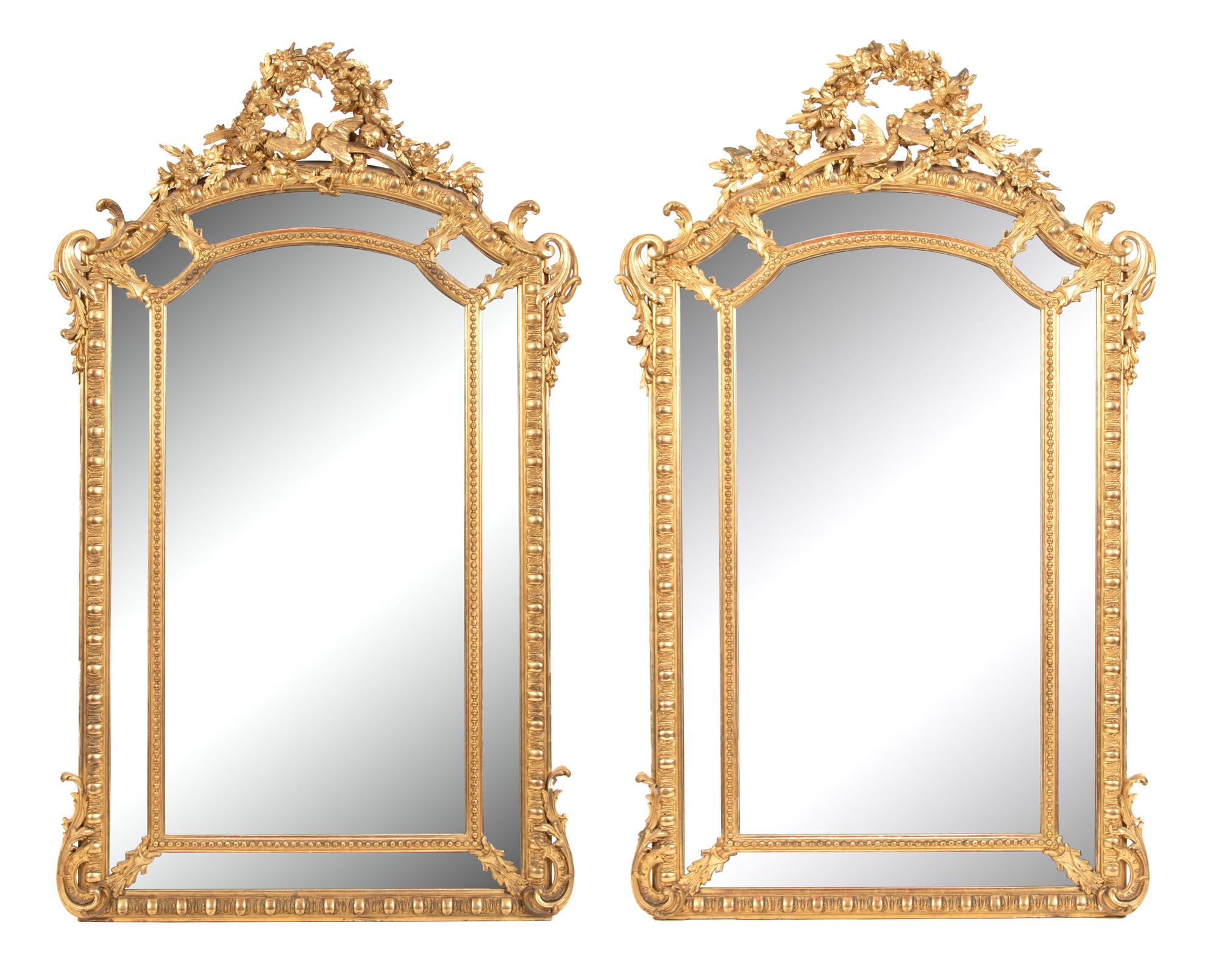 A Pair of Louis XV Style Mirrors Height 75 x width 44 inches. — 19TH CENTURY