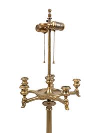 A Pair of Neoclassical Gilt Bronze Six-Light Candelabra Mounted as Lamps