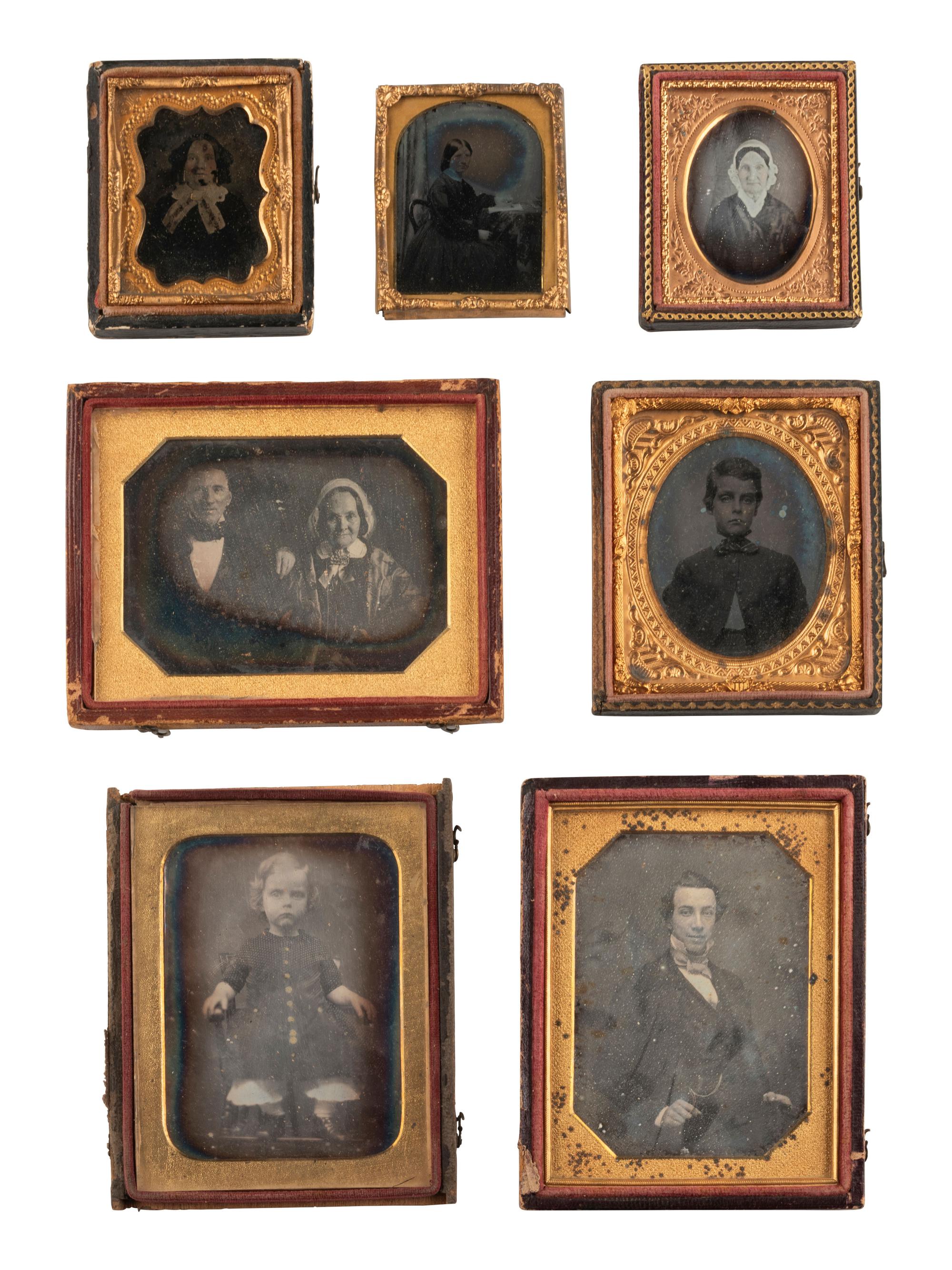 [EARLY PHOTOGRAPHY]. An assortment of cased images, many collected as associated family groups.
