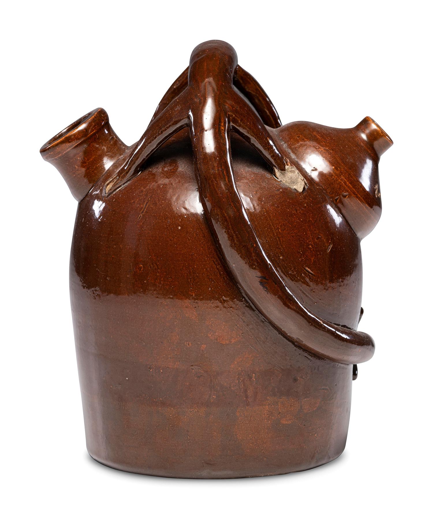 A Rare W.E. Kreiner Signed Harvest Jug with Lizard Handle