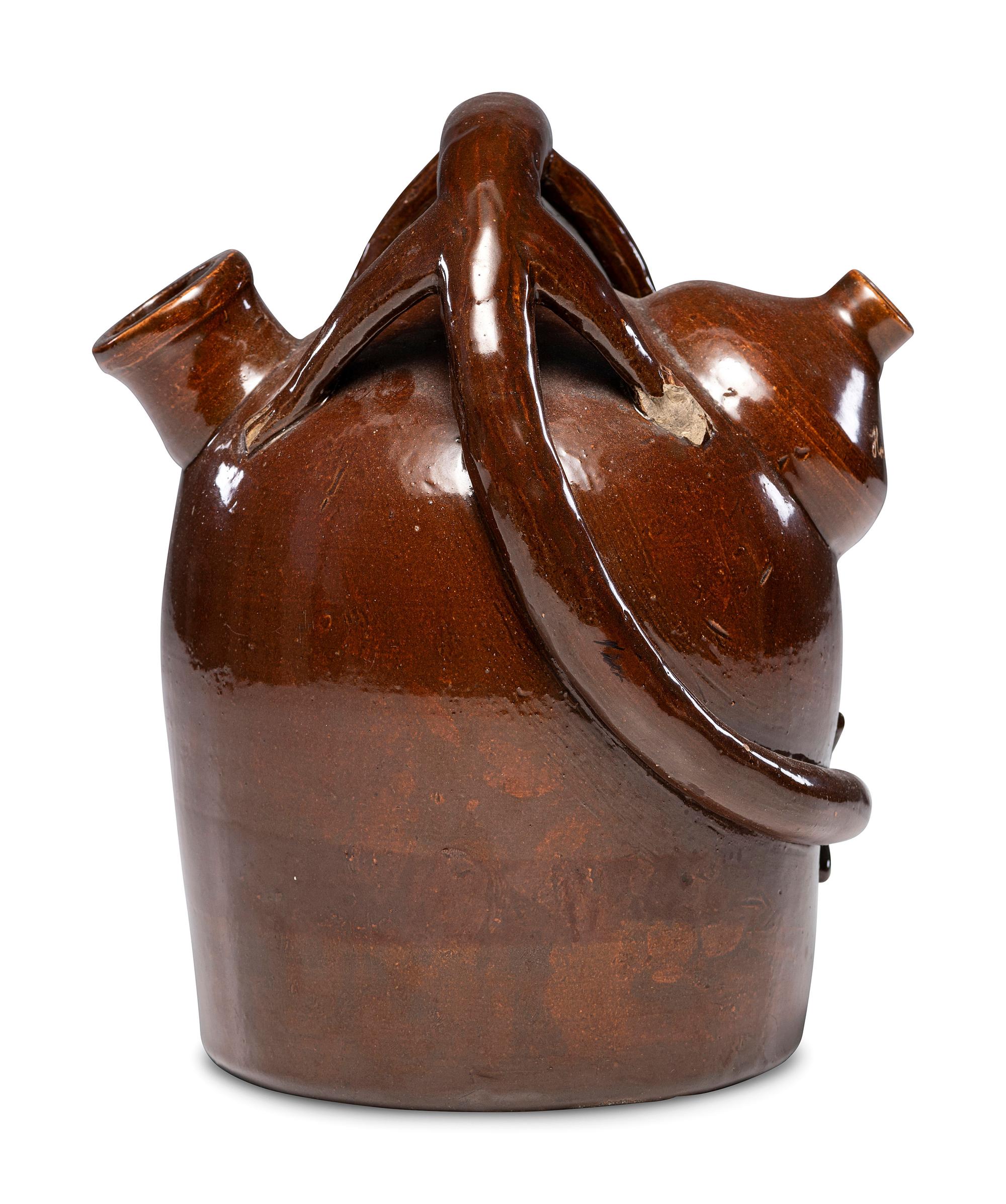 A Rare W.E. Kreiner Signed Harvest Jug with Lizard Handle
