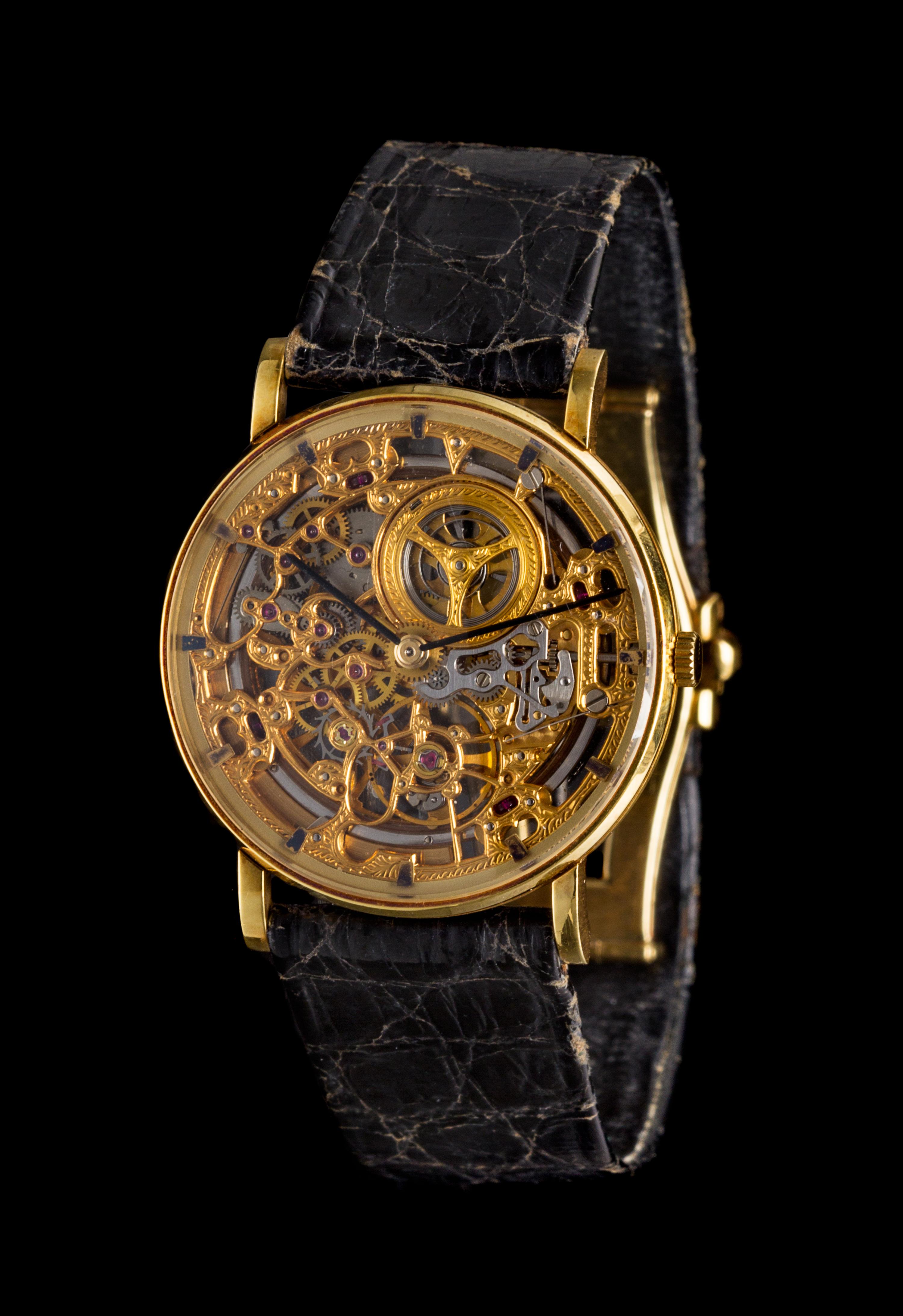 An 18 Karat Yellow Gold Skeletonized Wristwatch, Audemars Piguet,