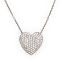Diamond and White Gold Heart Pendant Necklace