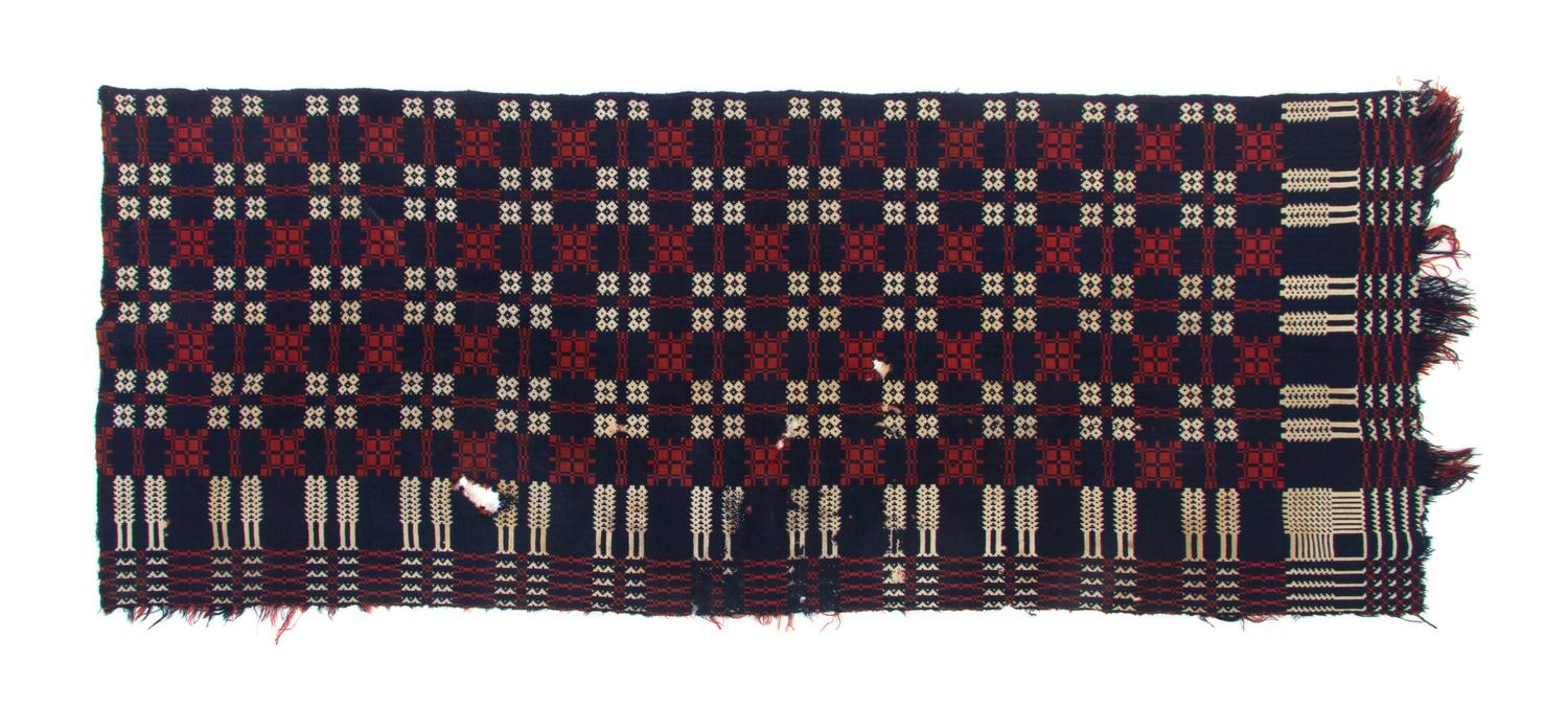 Two American Coverlets, Dimensions of first: 82 x 32 1/2 inches.