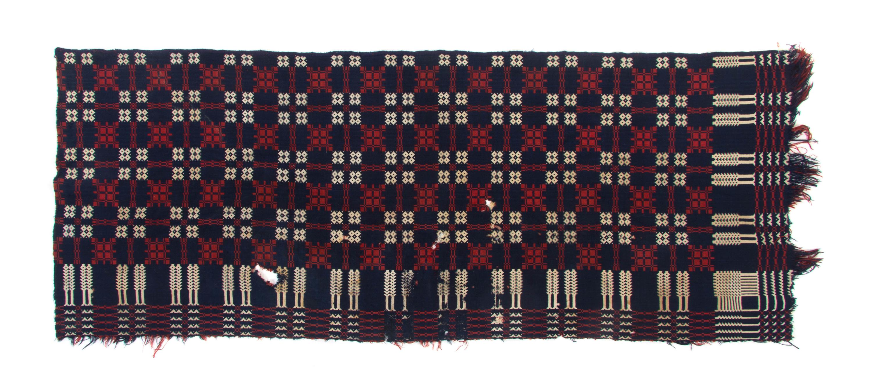 Two American Coverlets, Dimensions of first: 82 x 32 1/2 inches.