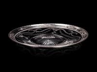 An American Silver Mounted Etched Glass Tray