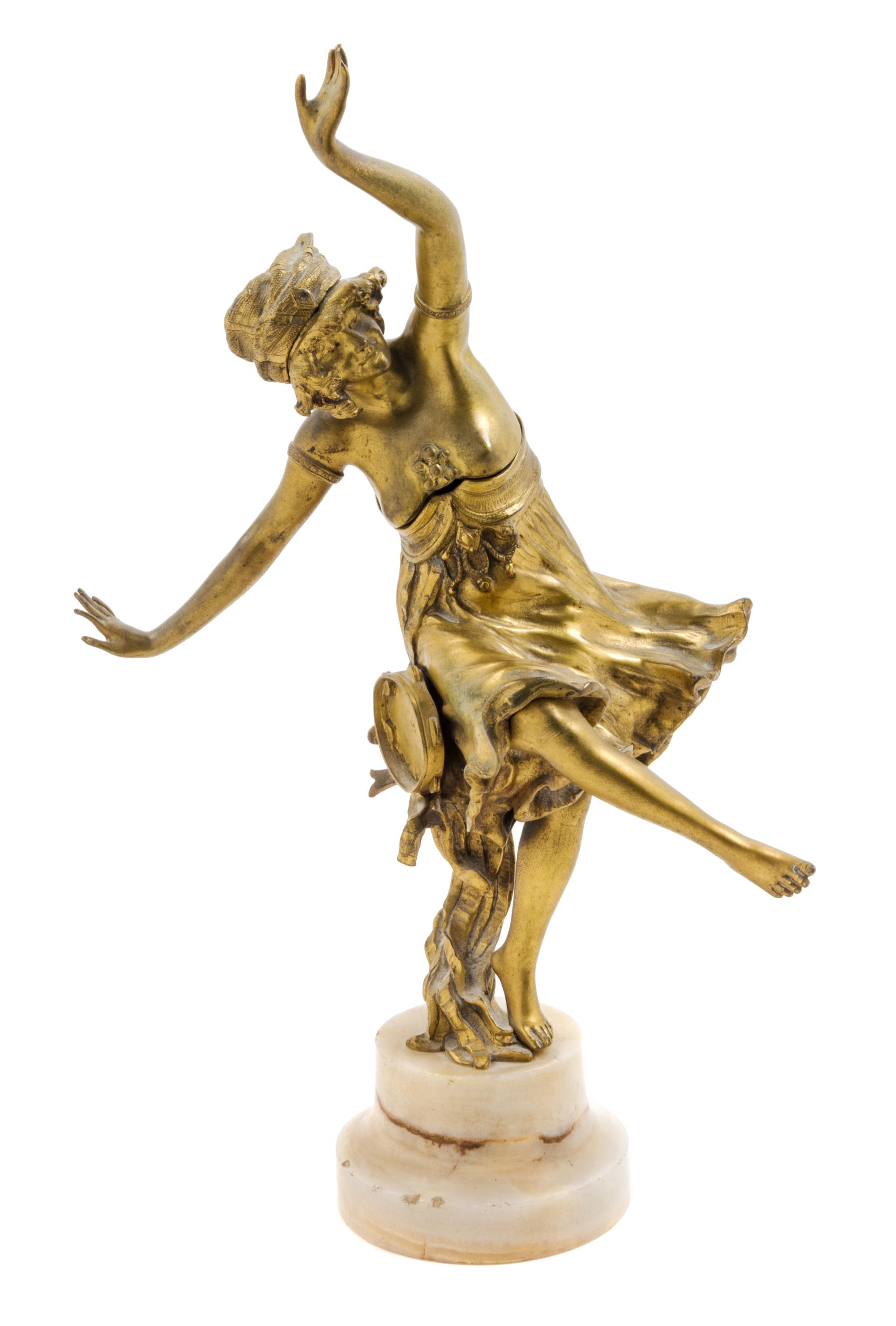 A French Gilt Bronze Figure Height overall 15 5/8 inches. — CHARLOTTE MONGINOT (1872-1962)