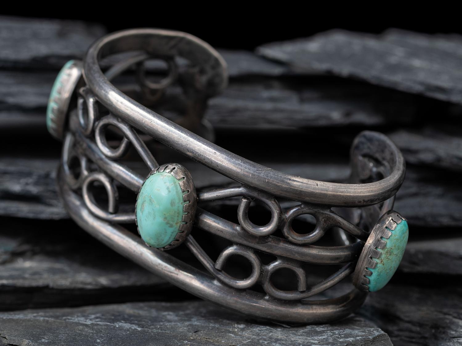 Navajo Silver and Turquoise Cuff Bracelet