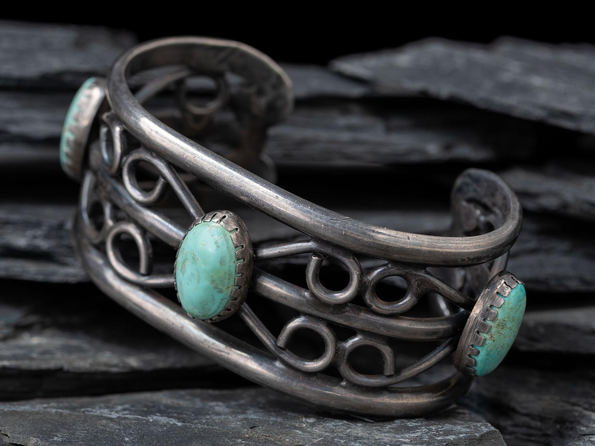 Navajo Silver and Turquoise Cuff Bracelet