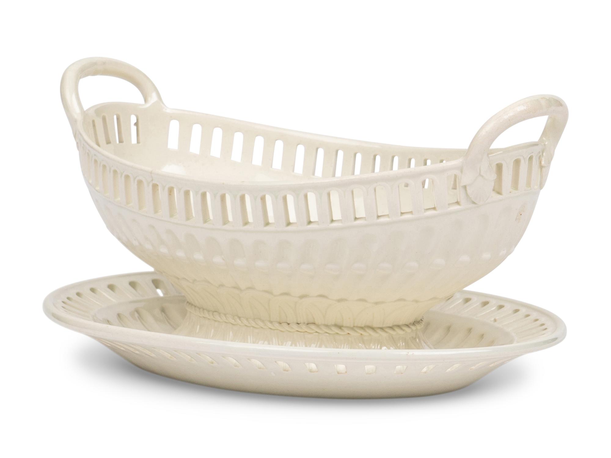 A Wedgwood Creamware Basket and Stand