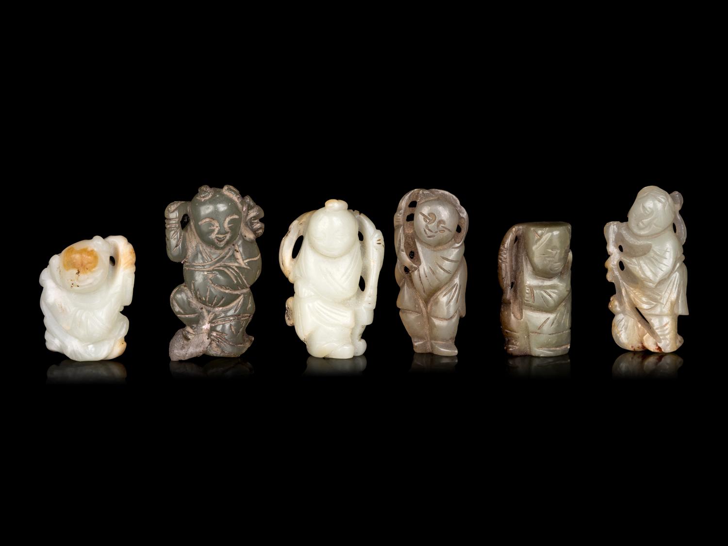 Six Chinese Jade Carvings of Boys
