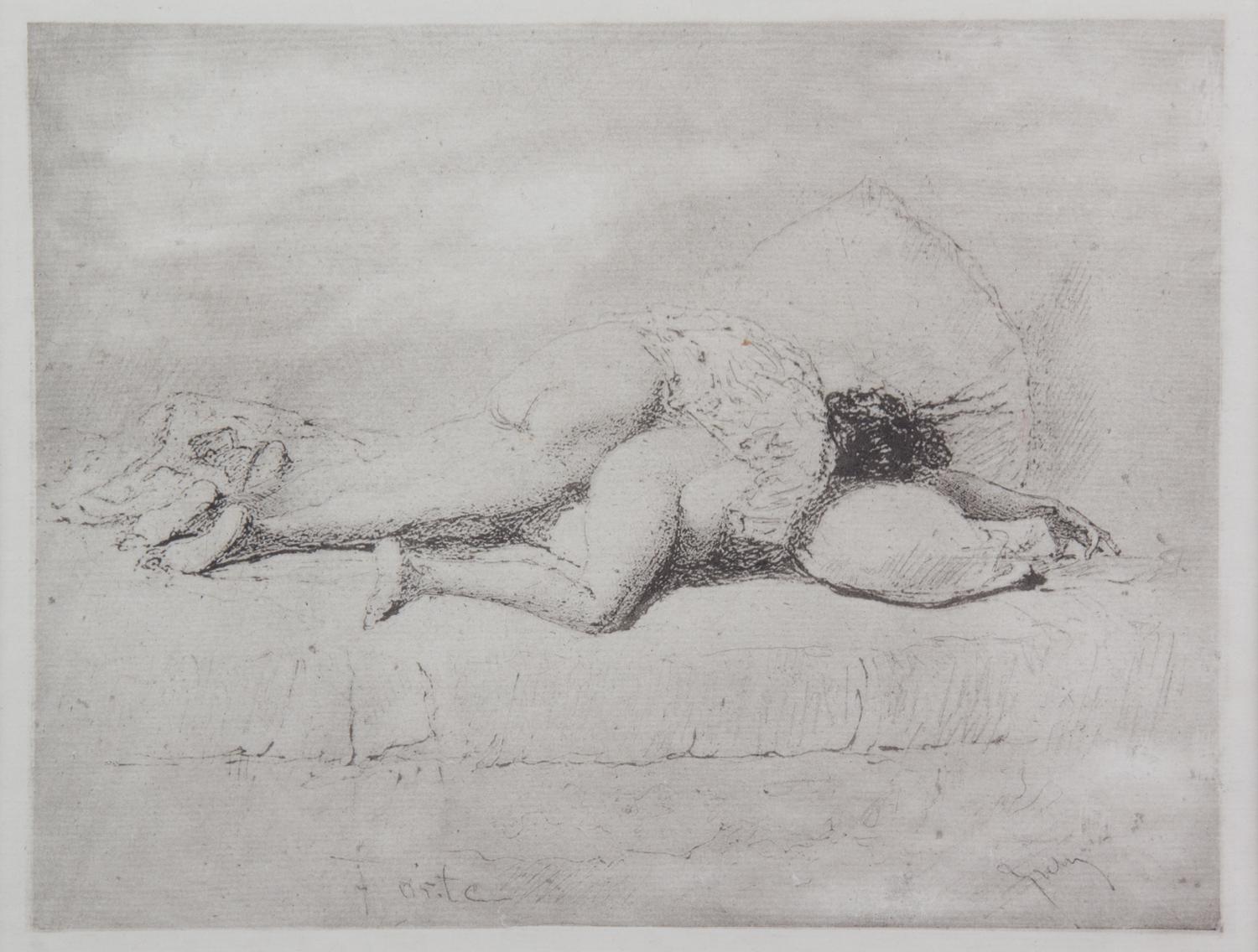 A Set of Three Hungarian Erotica Prints Each Height 5 3/4 x width 8 3/4 inches.