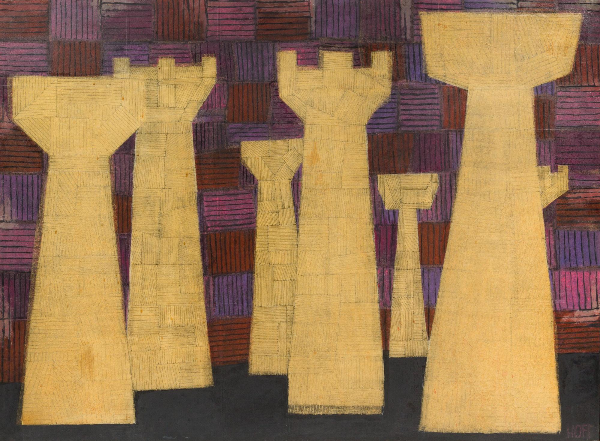 Margo Hoff, (American, 1912-2008), Night Sculptures, 1963
