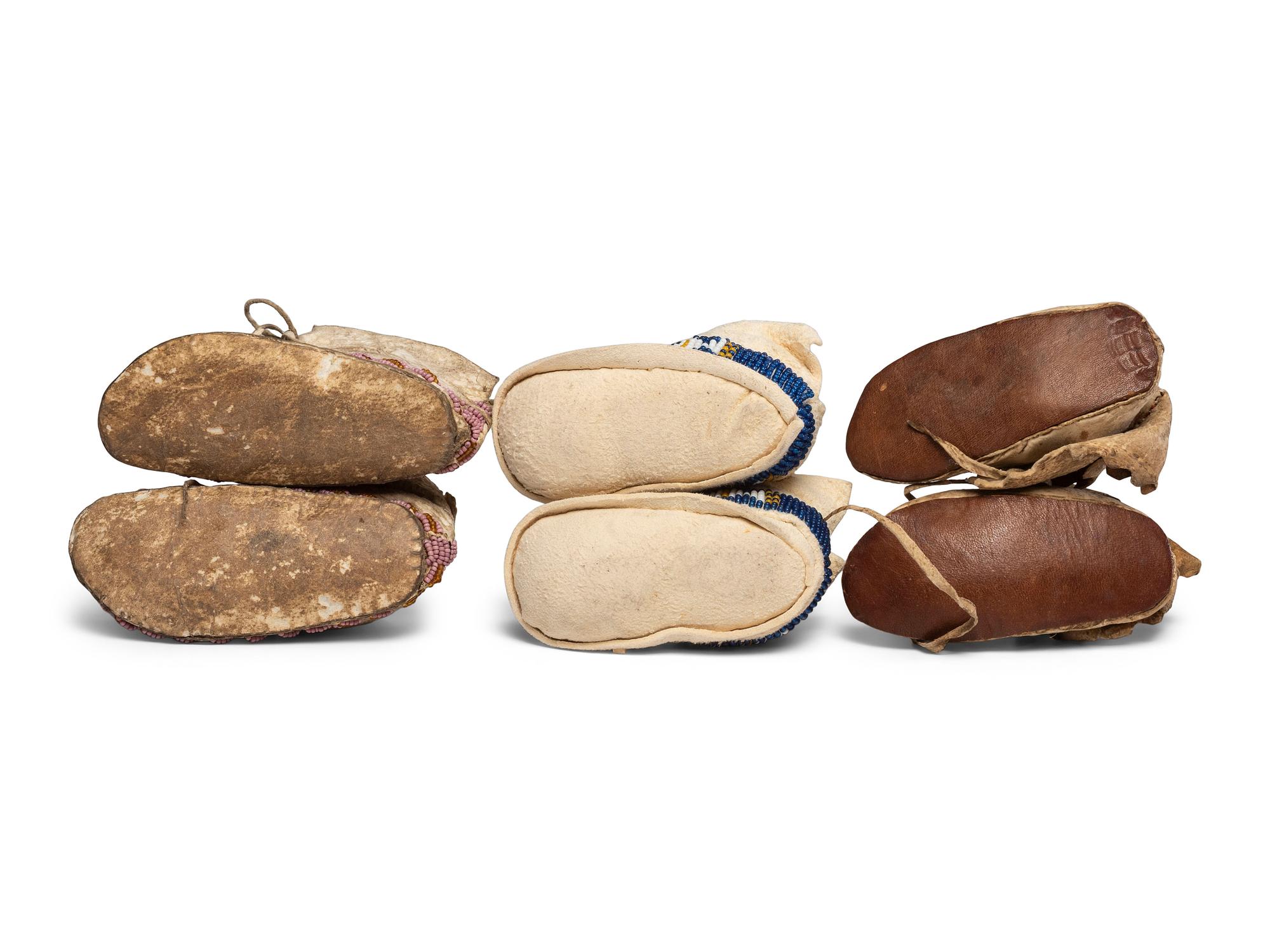 Group of Plains Children's Beaded Hide Moccasins