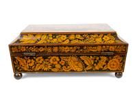 A Regency Penwork Tea Caddy — EARLY 19TH CENTURY
