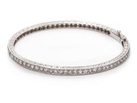 A Belle Epoque Platinum and Diamond Bangle Bracelet, French,