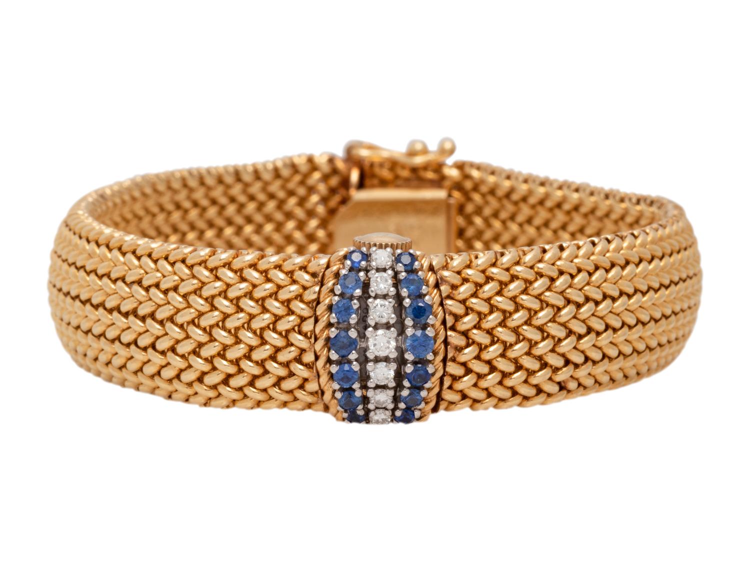 MOVADO, 14K YELLOW GOLD, DIAMOND AND SAPPHIRE SURPRISE WRISTWATCH