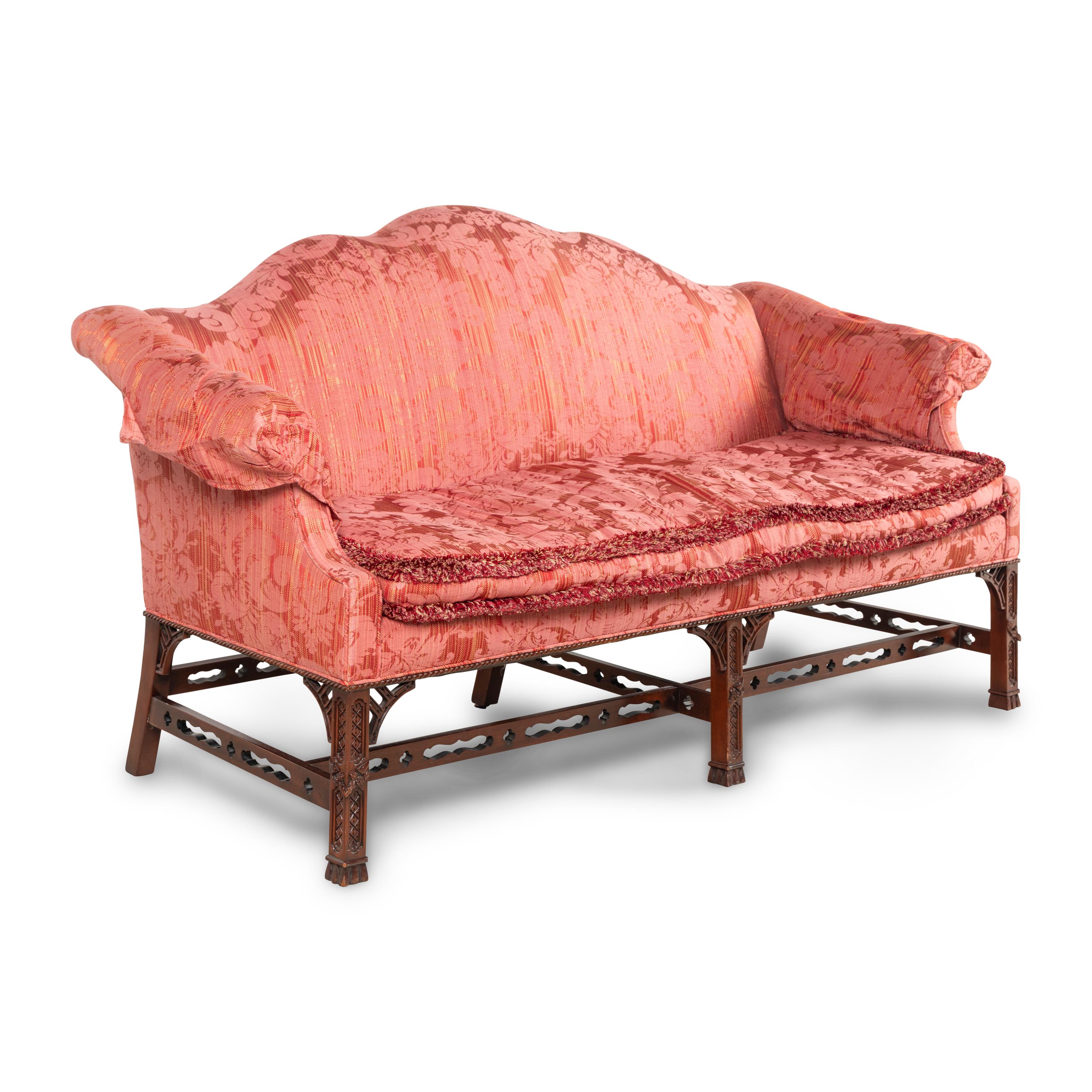 A George III Style Mahogany Camelback Settee
