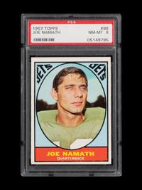 A 1967 Topps Joe Namath Football Card No. 98 (PSA 8 NM-MT)