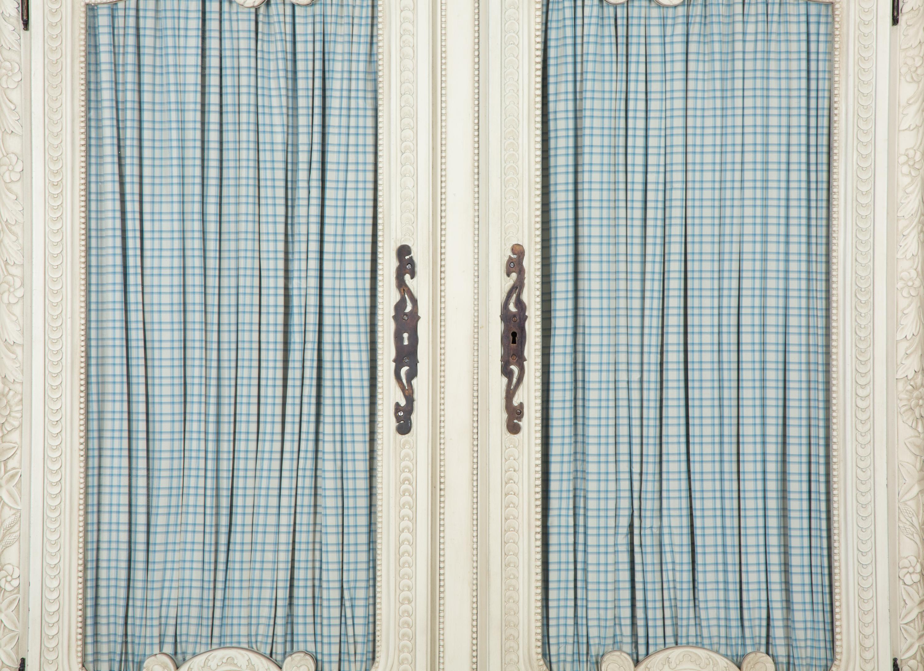 A French Provincial Style White Painted Glazed Door Bookcase