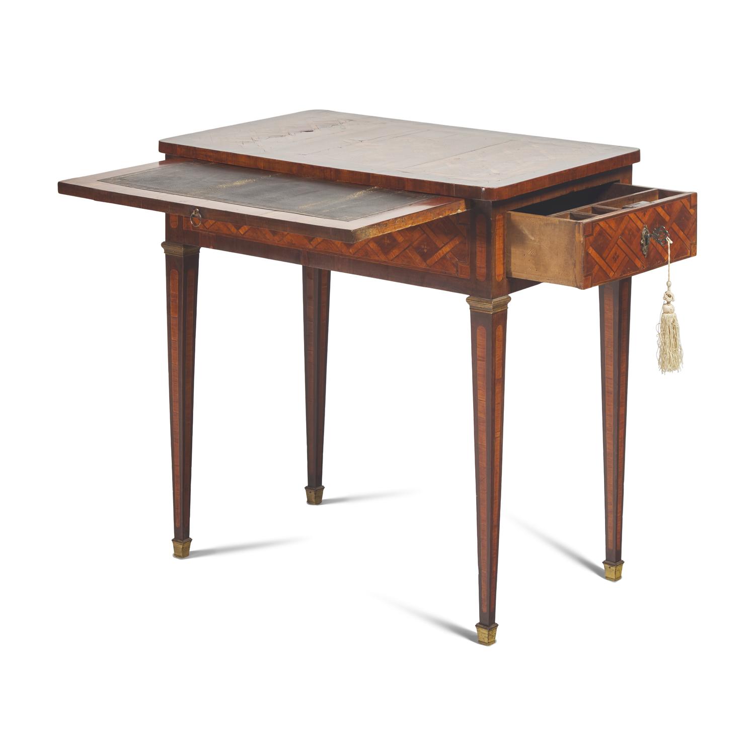 A Louis XVI Provincial Parquetry and Marquetry Writing Desk