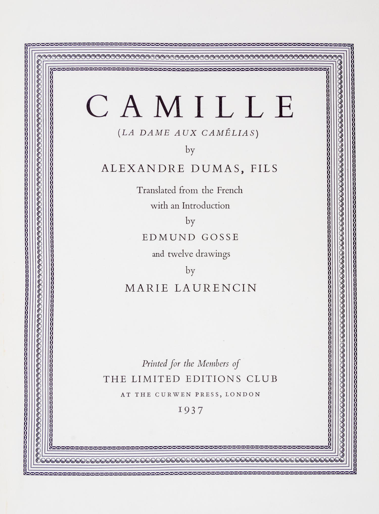 DUMAS, ALEXANDRE. Camille. London, 1937. Illustrated limited edition.