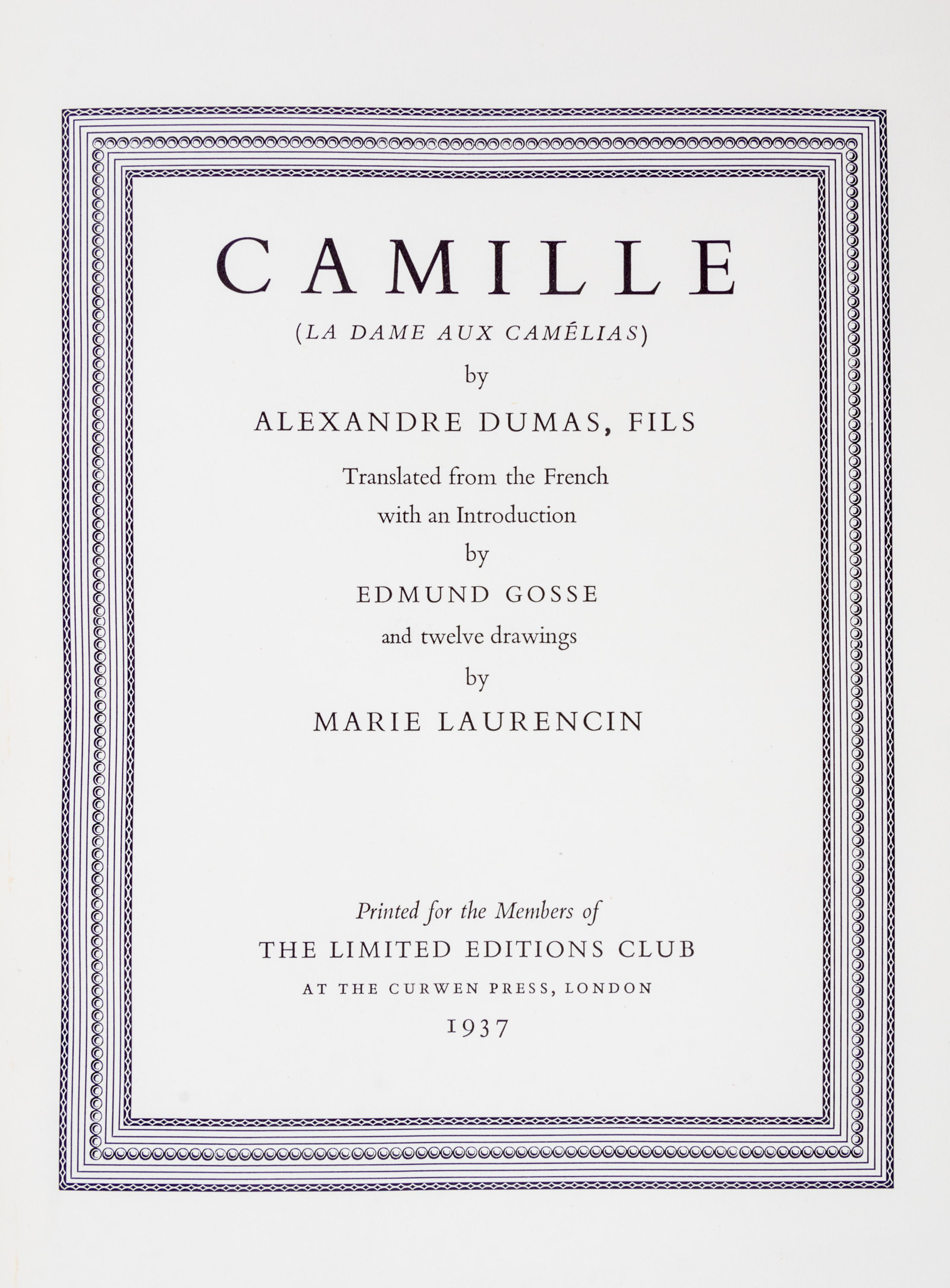 DUMAS, ALEXANDRE. Camille. London, 1937. Illustrated limited edition.