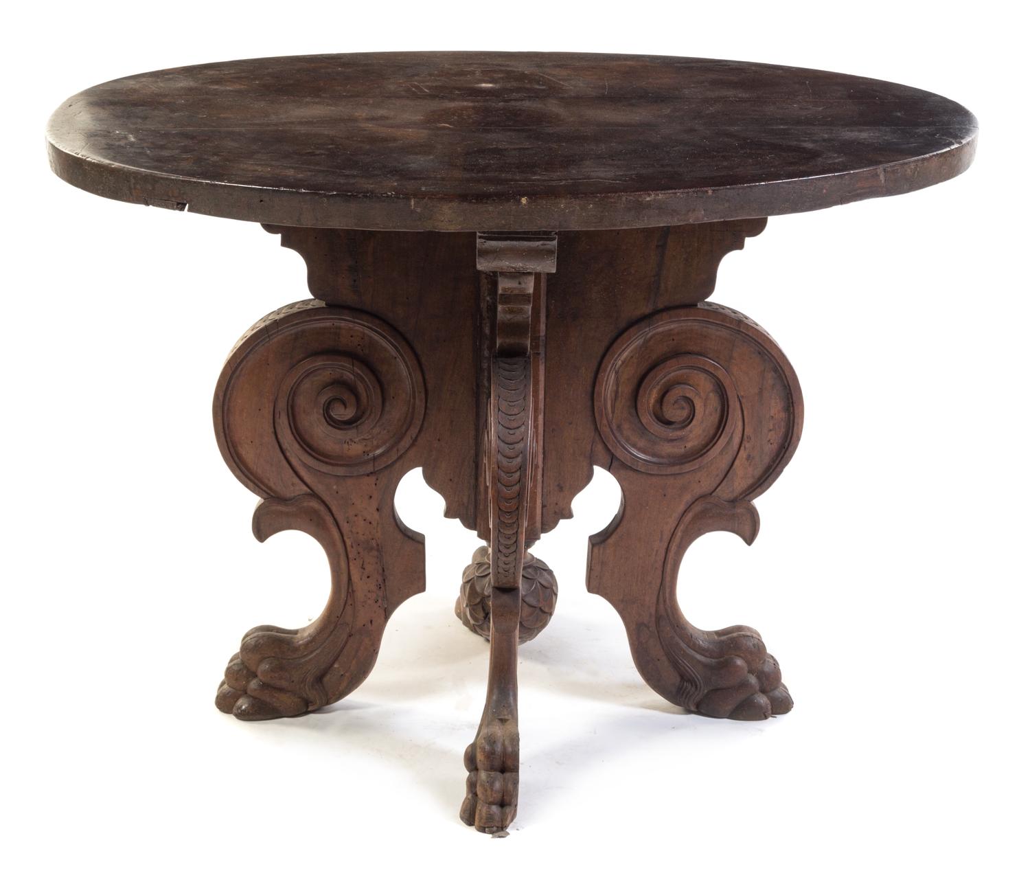 An Italian Renaissance Style Center Table Height 32 x wdith 45 3/4 x depth 34 1/2 inches. — INCORPORATING 17TH CENTURY ELEMENTS