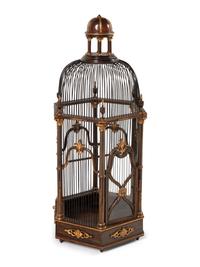 A Continental Mahogany and Parcel Gilt Birdcage