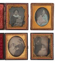 [EARLY PHOTOGRAPHY]. 14 sixth plate daguerreotypes of women with babies.