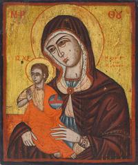 A Greek Icon of the Virgin Mary with Christ Child in the Manner of the Cretan School, 18th century