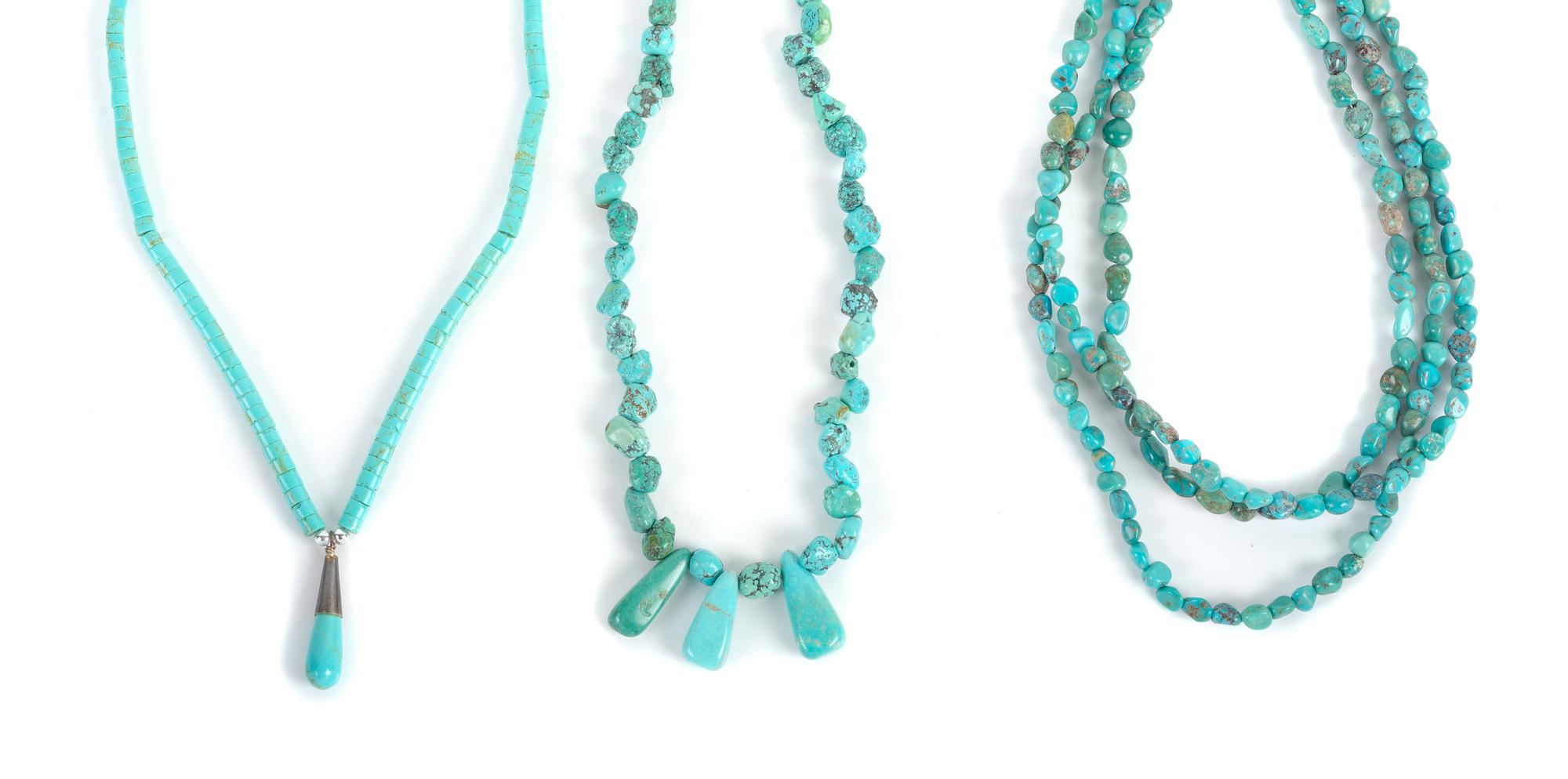 Three Southwestern Style Turquoise Necklaces Length of largest 18 inches