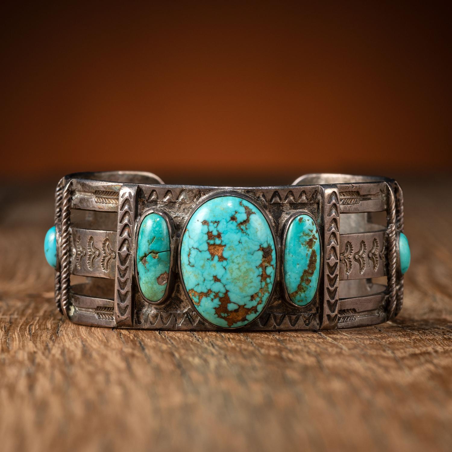 Navajo Silver and Turquoise Cuff Bracelet