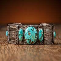 Navajo Silver and Turquoise Cuff Bracelet