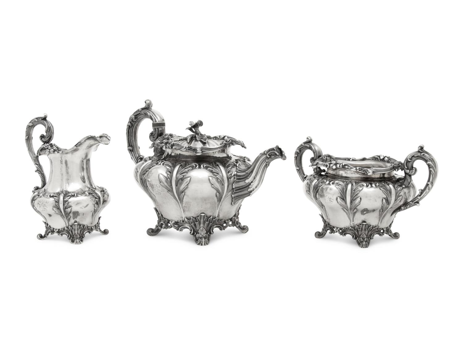 A William IV Silver Three-Piece Tea Service