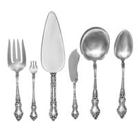 An American Silver Flatware Service, Watson Company, Attleboro, MA, Meadow Rose pattern, comprising: 12 luncheon knives 12 luncheon for