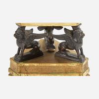 A Pair of Empire Gilt and Patinated Bronze Three-Light Candelabra 19th century