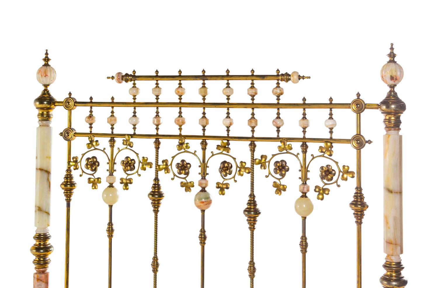 A Victorian Brass and Onyx Bed Frame
